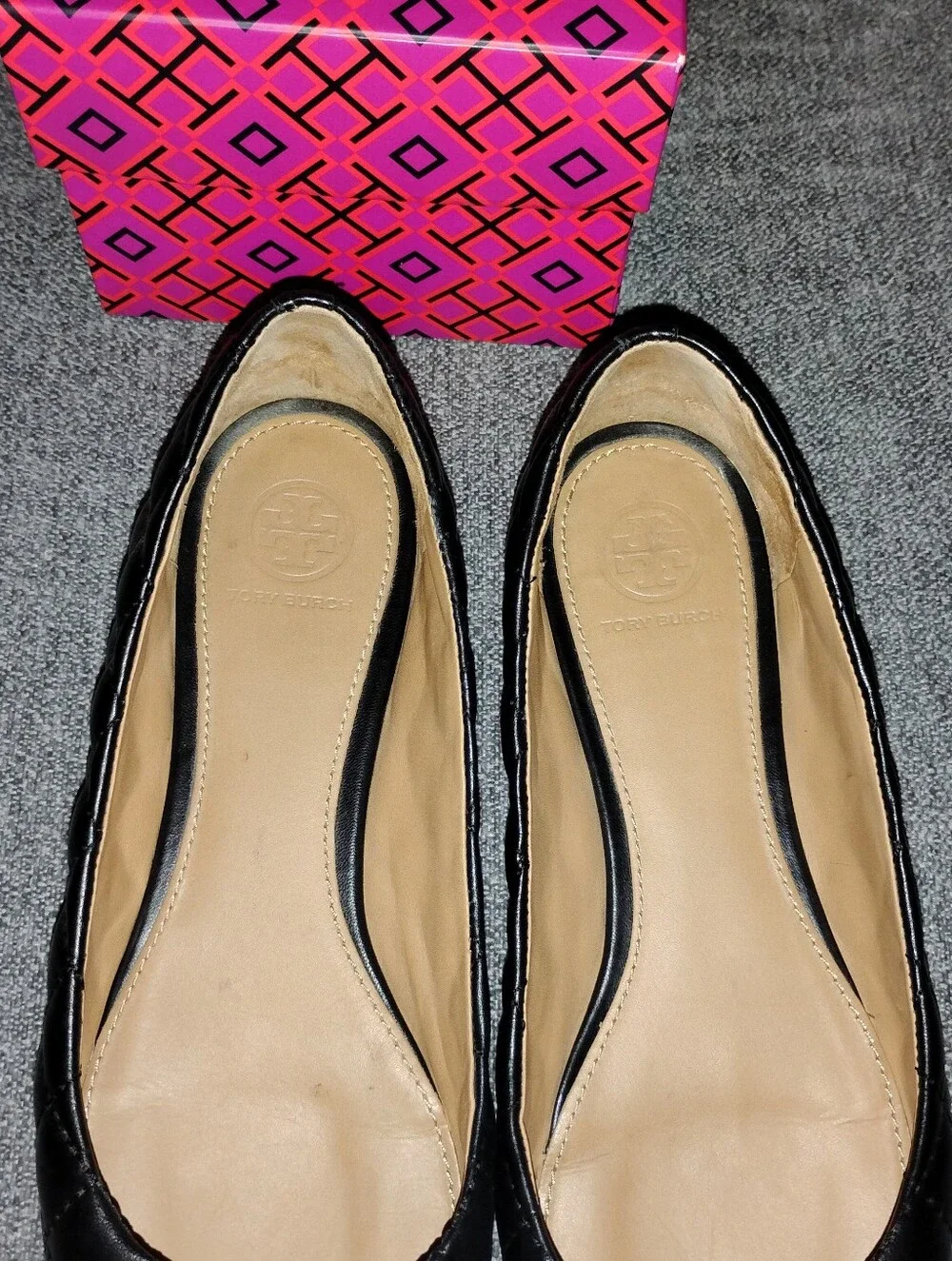 Tory Burch Black Quilted Leather Benton Ballet Flats 7
